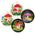 Zhenqing 4 Mushroom Cross Stitch Kit, 11CT Printed Fabric with Hoop - color: 4 mushroom kit