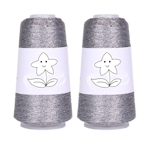 2 Balls Sequin Sparkle Lurex Yarn, Shining Glitter Metallic Knitting-in Accessory Yarn Thread for Knitting and Crochet Sweater Shawl 5000 Yards (1, Deep Silver) - color: Deep Silver