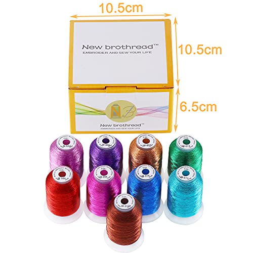 New brothread 9 Shiny Colors Metallic Embroidery Machine Thread Kit - color: 9 Metallic Colors -2