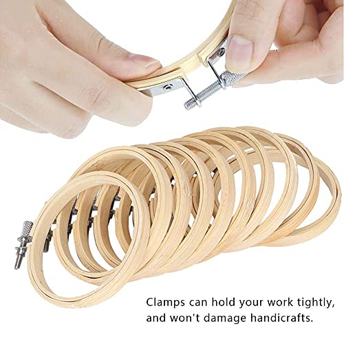 12Pcs 3.5Inch Bamboo Embroidery Hoops Wooden Round Adjustable Stitch Hoop Ring for Art Crafting Handy Sewing Cross Stitching