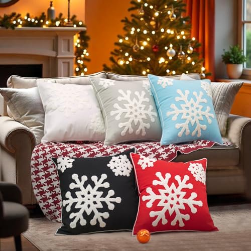 Elife Christmas Pillow Covers, Winter Pillow Covers 18*18 Set of 2 (White) - color: White