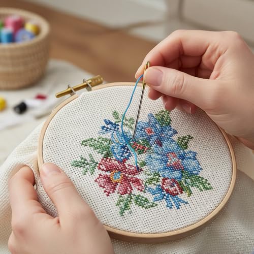 100pcs Cross Stitch Needles Hand-Stitched Embroidery, Embroidery Hand Needles Sewing Needles for Cross Stitching - Size 24