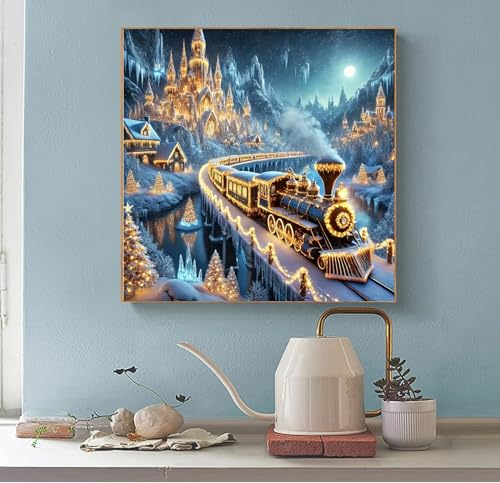 KTHOFCY 5D DIY Holiday Winter Christmas Fantasy World Diamond Painting Kits for Adults,Christmas Scene Full Drill Embroidery Cross Stitch Crystal Painting Wall Decor Painting Dots Kits 11.8X11.8inch