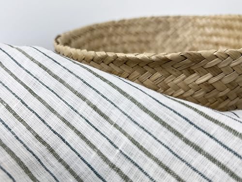 100% Linen Fabric – Lightweight Prewashed – Horizontal Stripe Patterns – Precut Style – Soft & Breathable – 52” Width – by The Linen Lab (Green & Blue 4774, 1 Yard pre Cut) - color: Green & Blue 4774, size: 1 yard pre cut