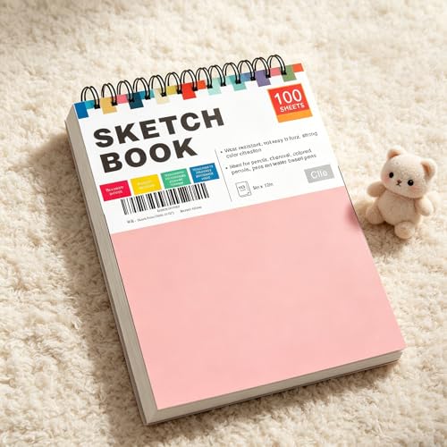 Cile Mixed Media Sketchbook–12x9 Inch,100 Sheets,100gsm Acid-Free Paper,Perfect for Drawing and Sketching with Tracing and Pastel Papers - color: Pink