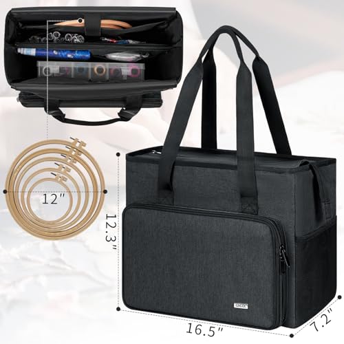 GMAK Embroidery Storage Bag, Embroidery Project Storage Carrying Tote Bag - color: Black