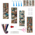 14CT Blue Bookshelf Counted Cross Stitch Bookmark Kit for Adults Beginners - color: SQJ001-01
