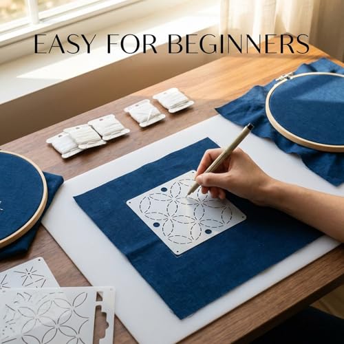 33PCS Plastic Sashiko Stencil Set 4.7 X 4.7 Inch Geometric Embroidery Pattern Templates Drawing Line Quilting Stencil for DIY Sewing Hand Quilting Embroidery - size: 33PCS 4.7 X 4.7 Inch