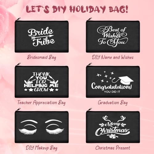 Legigo Blank Canvas Bags Zipper Pouch Makeup Bags Pencil Pouch Bulk - color: Black