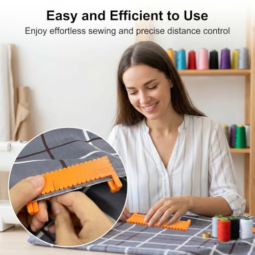 Clip-On Sewing Ruler Set, 2/3/4/5/6mm Stitch Guide Sewing Gauge for Straight Edge Stitching, Hemming & Quilting, 40 PCS Sewing Accessories for Fabric Crafts and DIY Sewing