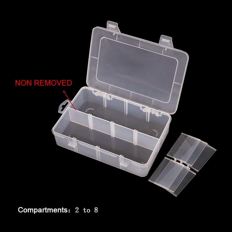 Vidifor 2 Packs 8-Compartments Art Supply Container, Clear Plastic Organizer Box with Dividers for Crafts Jewelry Fishing Tackles Hardware Metal - size: Small 8 grids 2pcs with dividers