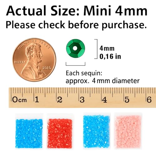 DIYASY 45000 Pcs Mini 4MM Sequins for Crafts – 24 Colors Round Cup Embroidery Sequins with Hole - size: 4MM
