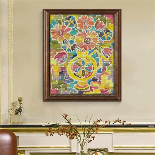 Flowers Stamped Cross Stitch Kits ,11CT Printed Cross Stitch Totem Embroidery Kits for Beginners Needlepoint Kits DIY Gift Home Decor (The romantic colorful chrysanthemum(Printed) 13.78 x16.54 inch) - color: The romantic colorful chrysanthemum(Printed) 13