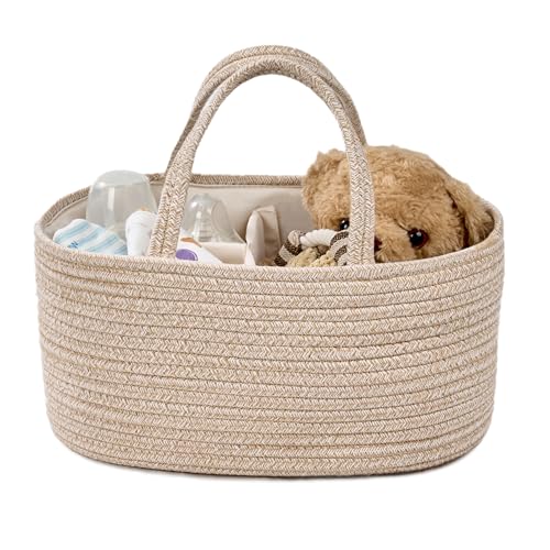 Diaper Caddy Organizer, Gift Basket for Baby Shower, Newborn Essentials - color: Oatmeal, size: Small