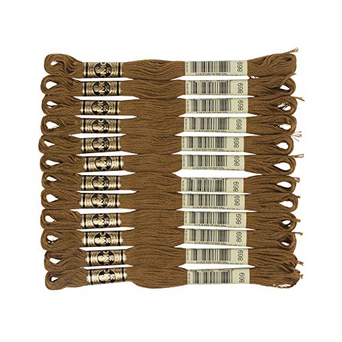 DMC 6-Strand Embroidery Cotton Floss, Very Dark Hazelnut Brown - color: Very Dark Hazelnut Brown, size: 8.7 Yards