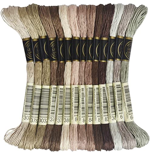 Embroidery Floss - Cross Stitch Threads - Friendship Bracelets Floss - Crafts Floss - 14 Skeins Per Pack Embroidery Floss, Light Mocha Brown Gradient - color: Lt Mocha Brown Gradient