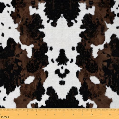 Cowhide Patterns Farmhouse Style Decorative,Highland Cattle Cow Skin Print Fabric by The Yard,Brown White Animal Theme Fabric for Home Decor,2 Yards,72" L x 59" W - color: Multi 02, size: 2 Yards
