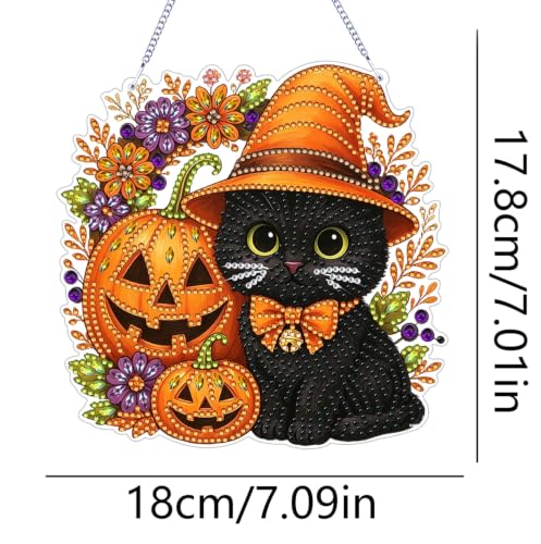 ARPADAMO Black Cat Diamond Art Kits for Adults, Acrylic Hanging Suncatcher - color: DP05088