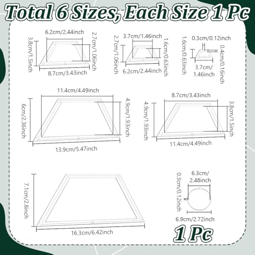 NBEADS 6Pcs Acrylic Quilting Templates Set, Trapezoid Cutting Ruler Template with Hinged Rings Transparent Sewing Guides 0.6x1.5 inch to 2.8x6.4 inch for Fabric Marking and Craft Design - style: Trapezoid