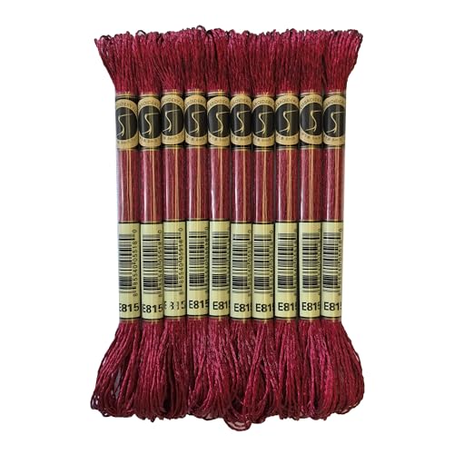 8 Meters 12 Strands Metallic Embroidery Floss Cross Stitch Needlework Thread, Metallic Red, 10 Skeins - color: Metallic Red