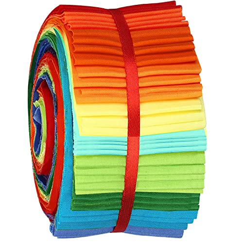 Tegeme 40 Pcs Rainbow Jelly Fabric Strips for Quilting and Sewing, 2.55" - color: Sandbeach Style