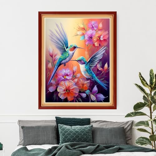Funxvoot Stamped Cross Stitch Kits Beginners Full Range of Embroidery Kits for Adults 11CT Embroidery Patterns Needlepoint Kits Printed Cross Stitch Kits-Hummingbird Couple 16x20 inch - color: Craftsstyle20