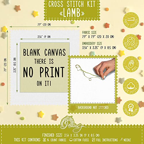 Counted Cross Stitch Kit 'Lamb' - DIY Embroidery Set with a White Sheep - color: Lamb