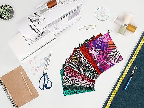 Craftido -25 Options- 100% Cotton Quilting Fabric Bundles 10pcs Fat Quarters 18”x21”-Medium Weight 5.2 oz- Soft Cotton for Quilting, Sewing Project, Patchwork, DIY Crafts – Fancy Animal - color: Fancy Animal