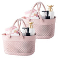 rejomiik 2 Pack Portable Plastic Shower Caddy Basket with Handles, Pink - color: Pink, size: 2 pack