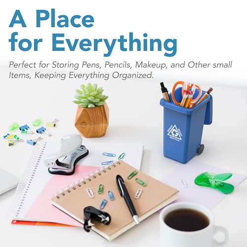 Wiosi Mini Garbage Trash Pen Holder for Desk | Tiny Recycle Bin Pencil Holder Green & Blue, Pack of 2 | Storage for Pencil & Pen | Office Stationery to Organize the Desk | Ideal for Student Work - color: Blue-Green, size: 5.5"