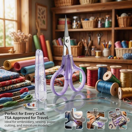 PAFASON Small Travel Embroidery Craft Scissors Set Straight Curved Tip - style: Contemporary