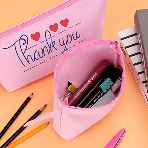 10 Pieces Cotton Canvas Makeup Bag with Bottom and Strap, Multi-Purpose Cosmetic Bag with Zipper Travel Toiletry Pouch, Blank DIY Craft Bag (Pink, S) - color: Pink, size: S
