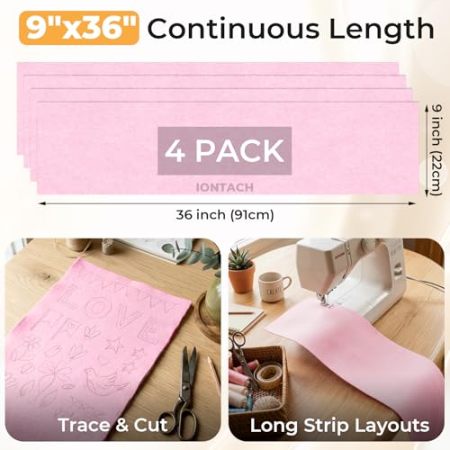 IONTACH 9" X 36" Soft Felt Sheets 1.6mm Thick (4 Packs, Light Pink) - color: Light Pink