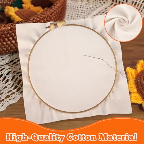 10 PCS Beige Natural Cotton Embroidery Fabric Cloth (7.8 × 7.8 Inch) - size: 7.8 × 7.8 Inch