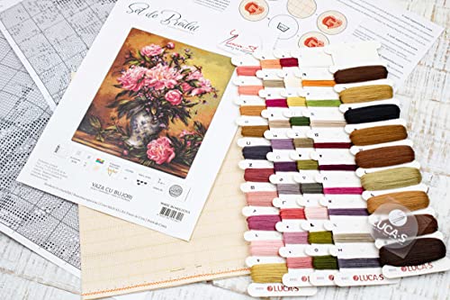 B543 Peonies Vase - Cross Stitch Kit Luca-S