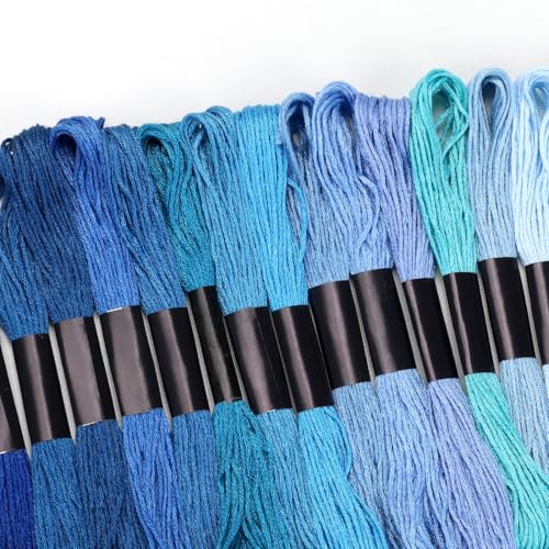 Embroidery Floss 16 Skeins 8.7 Yard Blue Friendship Bracelet String Cross Stitch Threads for Jewelry Making Bracelet Stitching Thread Floss Bracelets Making Yarn - color: Blue
