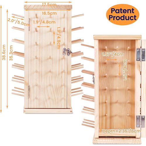 New brothread 129 Spools 360° Fully Rotating Wooden Thread Rack - color: Wood Color-129 Spools(DIY)