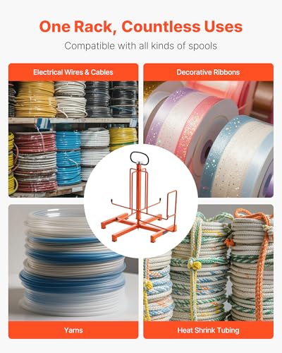 VEVOR Cable Dispenser, Floor or Stud Mounted, Wire Spool Rack, Portable Wire Rack Dispenser with Anti-Slip Metal Handle for Wiring Transport, Swivel Eyelet, for Electrical, Industrial and Retail Use - style: Wire Dispenser