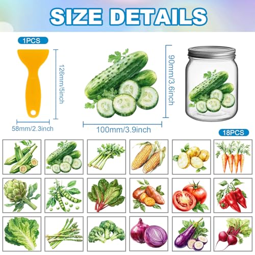 GLOBLELAND 18 Sheets Colorful Vegetables Transfer Stickers 3.9x3.6inch Okra Cucumber Transfer Decal Corn Potato Carrot Rub on Transfer for Cup Decal Vase Glass Art Crafts Decorations - style: Vegetable