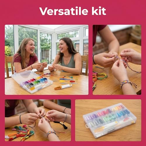 Huacan 36 Colors Embroidery Thread Kit Full Starter Tools with Storage Box - color: 36 Color（53 Pcs）