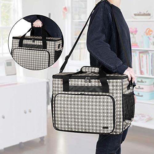 Teamoy Sewing Machine Case, Carrying Tote Bag Storage Organizer, Gray Dots - color: Gray Dots
