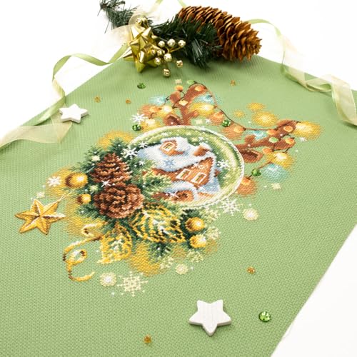 Wizardi Counted Cross-Stitch Kit Light Christmas 100-245 Magic Needle. Advanced Needle Punch Kits for Adults Painted, Beginner Needlepoint Kits for Adults - color: Light Christmas