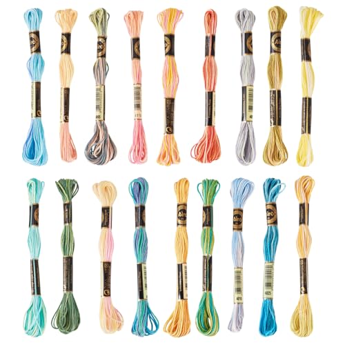 FASHEWELRY 18 Skeins Embroidery Floss Thread 0.5mm Cross Stitch Threads 6-Ply Embroidery String Segment Dyed Multi Color Bracelet Cord for DIY Sewing Stitching Crafts Bracelet Making - color: 18 Colors, size: 0.5mm