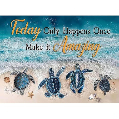 Sea Turtle Stamped Cross Stitch Kits for Adults -Beach Embroidery Kits for Beginners Adults,11 CT Patterns Dimensions Counted Cross Stitch Kits for Adults Arts Craft 12x16 inch - color: Cross stitch-34
