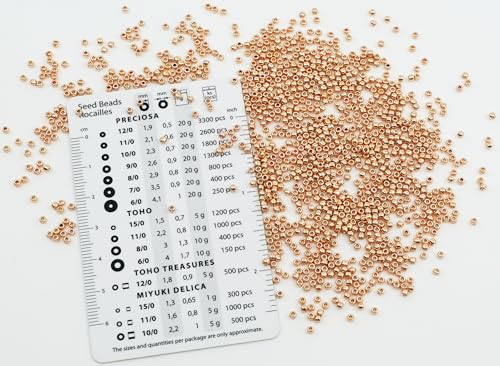 0.35oz Rocailles TOHO Seed Beads 11/0 (2.2 mm), Permanent Finish Galvanized Rose Gold (#pf551) - color: PermaFinish Rose Gold PF551 - 11/0