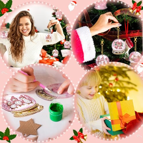 WILLBOND 30 Pcs Christmas Diamond Art Kits for Adults, Pink Crystal Ball - color: Pink Crystal Ball