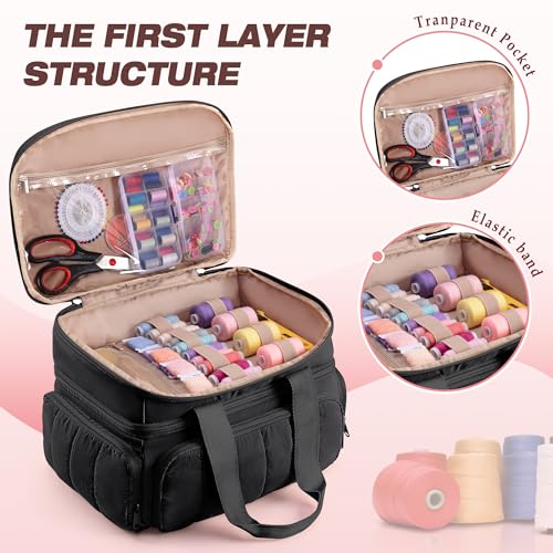 Marscamd Sewing Organizer Bag with Detachable Dividers, Black (Bag Only) - color: Black