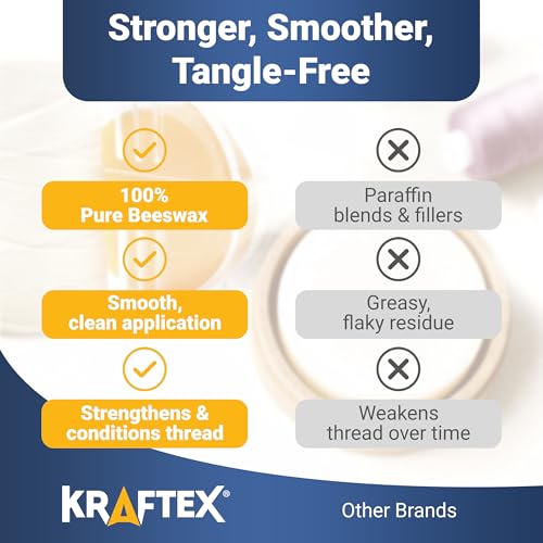 Thread Wax and Thread Conditioner - Contains Beeswax for Sewing and Gloss Threads Waxer. Magic Conditioner for Hand Sewing Embroidery. Hand Quilting Supplies to Strengthen and Reduce Knots - style: 1pk Beeswax