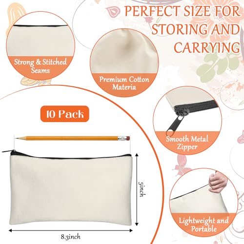 Legigo Blank Canvas Bags Zipper Pouch Makeup Bags Pencil Pouch Bulk - color: Beige