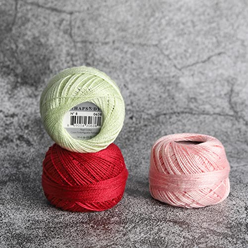 Rhapsody Pearl Cotton Thread Size 8 Crochet Thread Perle 12 Balls Set Hand Knitting, Embroidery, Sashiko, Cross-Stitch, Sewing, Needlepoint, DIY, Quilting (LT Apricot, Col. 234) - color: LT Apricot, Col. 234